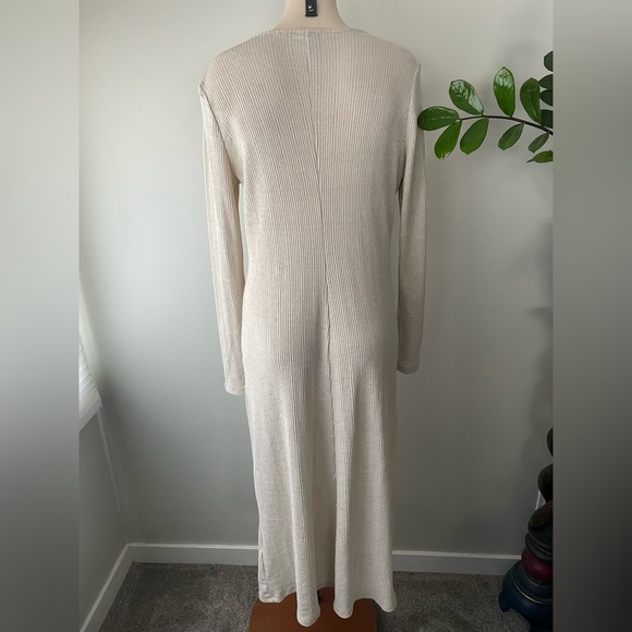 Topshop Maternity Maxi Ribbed Dress Long Sleeve Cream Size 12 Large - Picture 3 of 12